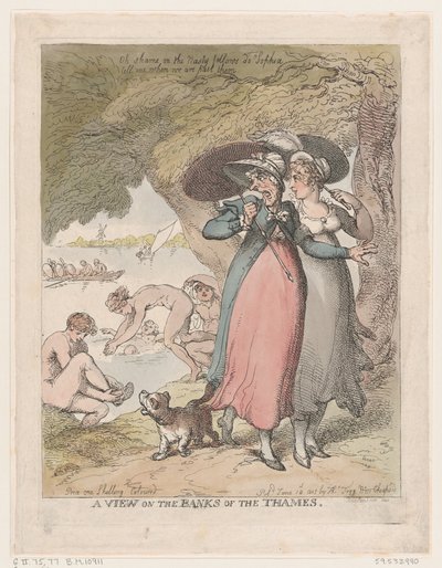 A View on the Banks of Themsen, 18 juni 1807., 18 juni 1807. av Thomas Rowlandson