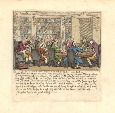 En grupp författare som äter hemma hos en rik medborgare. av Thomas Rowlandson