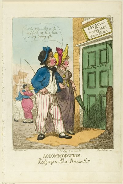 Boende eller logi att hyra i Portsmouth av Thomas Rowlandson