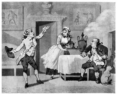 Skådespelare reciterar för en chef, sent 1700-tal. av Thomas Rowlandson