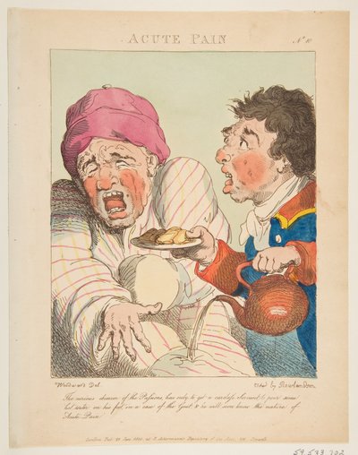 Acute Pain Le Brun Travested, eller Caricatures of the Passions, 21 januari 1800. av Thomas Rowlandson