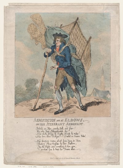 Aerostation out at Elbows, eller The Itinerant Aeronaut, 5 september 1785., 5 september 1785. av Thomas Rowlandson