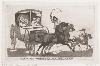 Agreeable Companions in a Post Chaise, 5 juni 1790., 5 juni 1790. av Thomas Rowlandson