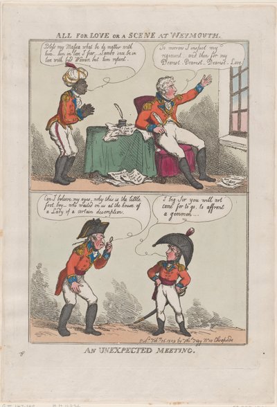 Allt för kärlek eller en scen i Weymouth, An Unexpected Meeting, 26 februari 1809., 26 februari 1809. av Thomas Rowlandson