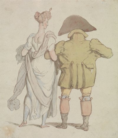 En äldre bock som promenerar tillsammans med en dam av Thomas Rowlandson