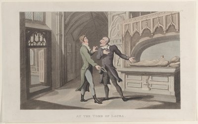 At the Tomb of Laura, från Journal of Sentimental Travels in the Southern Provinces of..., 1817-21. av Thomas Rowlandson