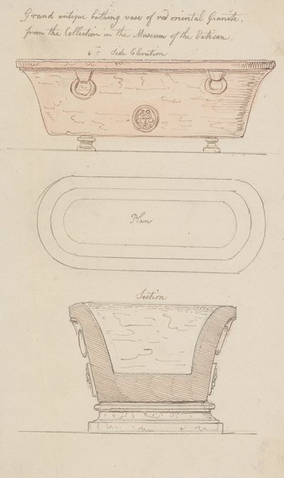 Badvas av röd granit, Vatikanen av Thomas Rowlandson
