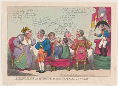 Billingsgate i Bayonne, eller The Imperial Dinner!, 10 juli 1808., 10 juli 1808. av Thomas Rowlandson