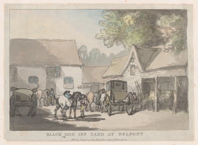 Black Dog Inn Yard at Belfont, 1785-87., 1785-87. av Thomas Rowlandson