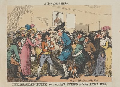 ”Box-Lobby Hero”, ”The Branded Bully” eller ”Den som blivit av med lejonets skinn” av Thomas Rowlandson