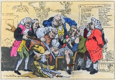 Karikatyr av georgiska kirurger på jobbet av Thomas Rowlandson