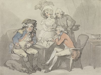 Schackmatt, ca 1790 (akvarell och tusch över grafit på papper) av Thomas Rowlandson