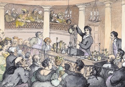 Chemical Lectures, c.1809 (senare färgläggning) av Thomas Rowlandson