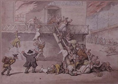 Cockburns teater i brand av Thomas Rowlandson