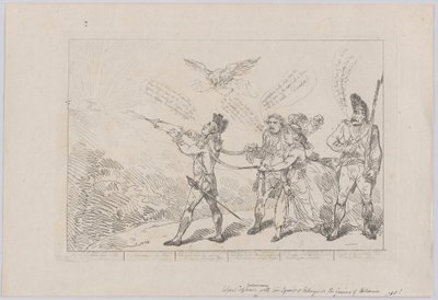 [Kol. Topham Endeavouring, With His Squirt, to Extinguish the Genius of Holma..., 10 december 1784. av Thomas Rowlandson