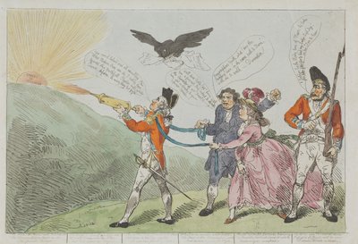 Överste Topham försöker med sin vattenpistol släcka Holmans geni av Thomas Rowlandson