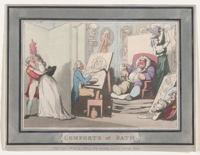 Comforts of Bath, tavla 6, 6 januari 1798., 6 januari 1798. av Thomas Rowlandson