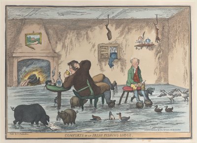 Comforts of an Irish Fishing Lodge, 12 maj 1812, 12 maj 1812. av Thomas Rowlandson