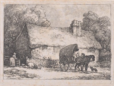 Stuga med vagn och grisar av Thomas Rowlandson