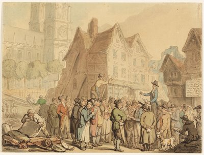Rivning av gamla hus norr om Westminster Abbey av Thomas Rowlandson