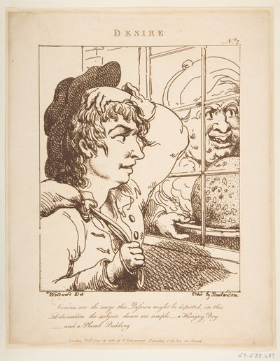Desire Le Brun Travested, eller Caricatures of the Passions, 20 januari 1800. av Thomas Rowlandson