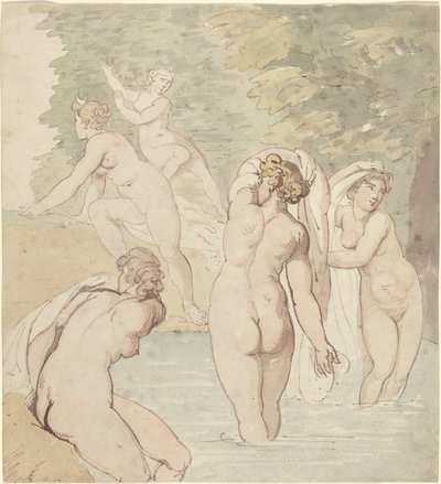 Diana och hennes nymfer badar av Thomas Rowlandson