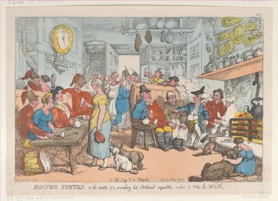 Doctor Syntax, mitt i en rykande het politisk gräl, Wishes to Whe..., 31 augusti 1813. av Thomas Rowlandson