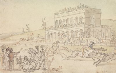Doktor Syntax förlorar sina pengar på travbanan i York av Thomas Rowlandson
