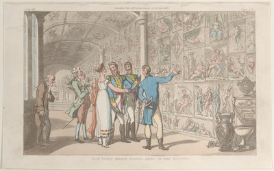 Don Luigi möter Donna Anna i museet, från Neapel och Campagna Felice: i..., 1 juni 1815. av Thomas Rowlandson