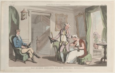 Don Michele förbereder sig för sin triumfexpedition, från Neapel och Campagna ..., 1 juni 1815. av Thomas Rowlandson