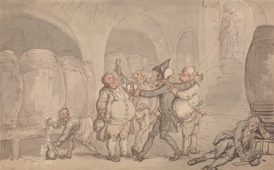 Dr. Syntax frigörs från källaren av Thomas Rowlandson