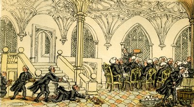 "Dr Syntax underhöll på college" av Thomas Rowlandson