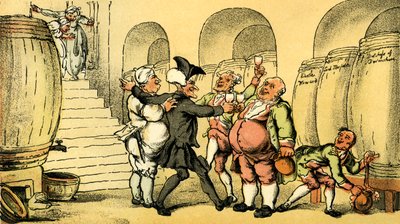 "Dr Syntax gjordes fri från källaren" av Thomas Rowlandson