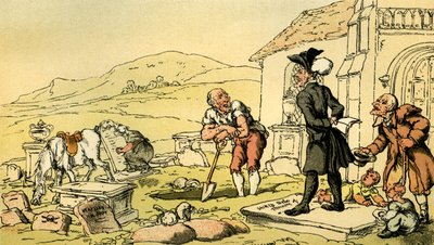 "Dr Syntax som mediterar på gravstenarna" av Thomas Rowlandson
