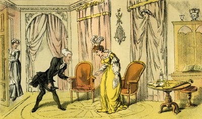 "Dr Syntax mottagen av hembiträdet istället för älskarinnan" av Thomas Rowlandson