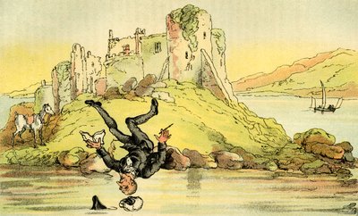 "Dr Syntax tumlar i vattnet" av Thomas Rowlandson