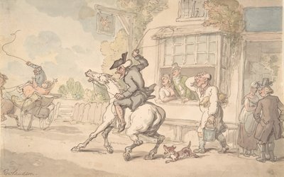Dr. Syntax with a Balky Horse Before an Inn, 1700-1800-talet. av Thomas Rowlandson