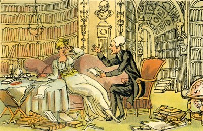 "Dr Syntax med en blå strumpa skönhet" av Thomas Rowlandson