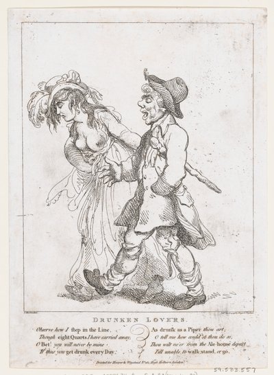 Drunken Lovers, 15 mars 1798, 15 mars 1798. av Thomas Rowlandson
