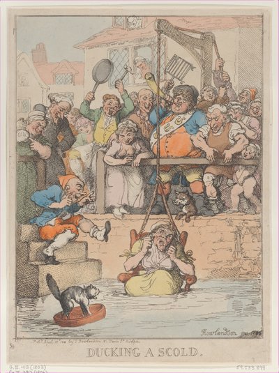 Ducking a Scold, [12 april 1803], återutgiven den 12 april,..., [12 april 1803], återutgiven den 12 april 1812. av Thomas Rowlandson