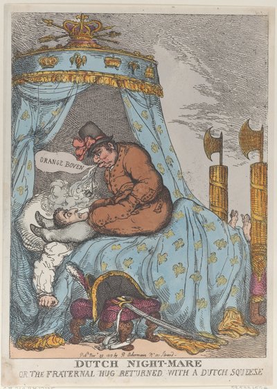 Dutch Night-Mare eller den broderliga kramen återvände med en holländsk press, november..., 30 november 1813. av Thomas Rowlandson