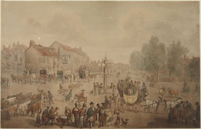 Elephant and Castle Inn, Newington av Thomas Rowlandson