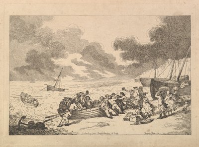 Avfärd från Brighthelmstone till Diepp[e] (ur *Imitations of Modern Drawings*) av Thomas Rowlandson