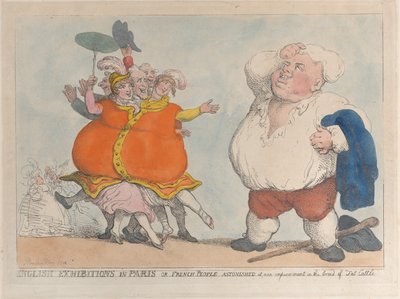 Engelska utställningar i Paris eller fransmän förvånade över vår förbättring av rasen o..., 1812. av Thomas Rowlandson