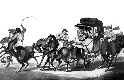 English Travelling, eller den första etappen från Dover, 1785. av Thomas Rowlandson