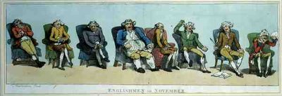 "Engelsmän i november", pub. av S.W. Fores av Thomas Rowlandson