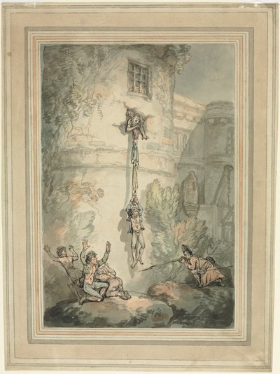 Flykt av franska fångar av Thomas Rowlandson
