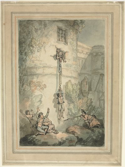 Franska fångars flykt. av Thomas Rowlandson