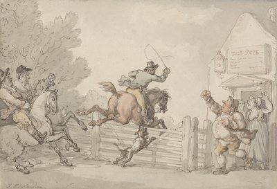 Evading the Toll, c.1805-10 (grafit, penna, bläck & w/c på papper) av Thomas Rowlandson