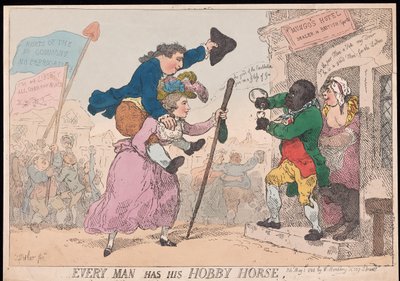 Varje man har sin hobbyhäst, pub. 1784 (handfärgad gravyr) av Thomas Rowlandson